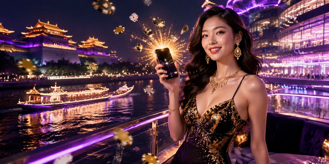 Không gian casino cao cấp với đèn neon rực rỡ dành cho VIP